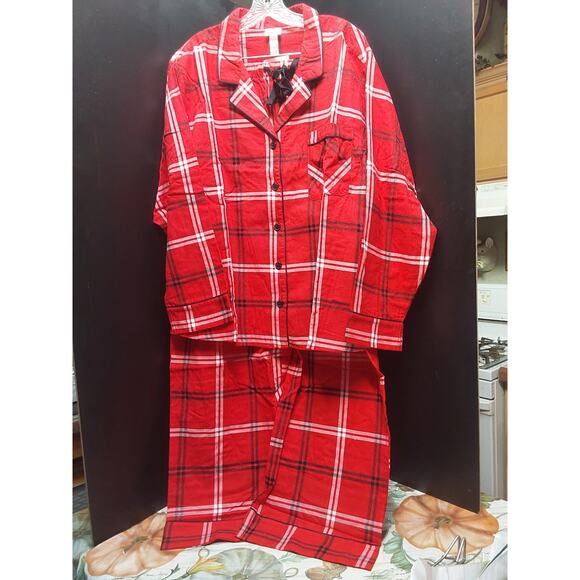 Ladies 2XL Pj's Pajamas by Wondershops Red Plaid Shirt & Pants New Lounge wear - Picture 2 of 7